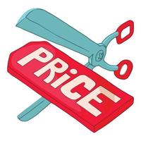 Scissors cut prices at discount icon vector