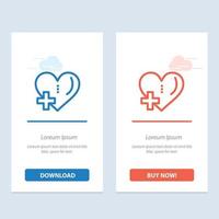 Heart Love Add Plus  Blue and Red Download and Buy Now web Widget Card Template vector