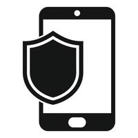 Protected phone display icon, simple style vector