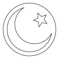 Star and crescent icon, outline style vector