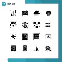 Set of 16 Modern UI Icons Symbols Signs for process chemistry canada biology upload Editable Vector Design Elements