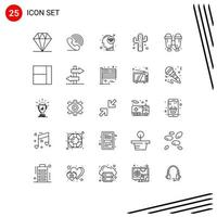 paquete de iconos de vectores de stock de 25 signos y símbolos de línea para binoculares de viaje que conectan elementos de diseño de vectores editables de cactus agrícolas