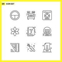 9 Icon Set Simple Line Symbols Outline Sign on White Background for Website Design Mobile Applications and Print Media Creative Black Icon vector background