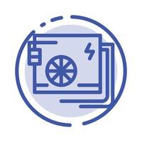 Ac Computer Part Power Supply Blue Dotted Line Line Icon vector