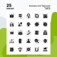 25 Business And Teamwork Icon Set 100 Editable EPS 10 Files Business Logo Concept Ideas Solid Glyph icon design vector