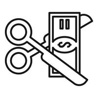 Cut money tax icon, outline style vector