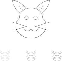 Bunny Bunny Easter Rabbit Bold and thin black line icon set vector