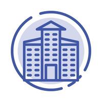 Building City Construction Blue Dotted Line Line Icon vector