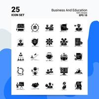 25 conjunto de iconos de negocios y educación 100 archivos editables eps 10 ideas de concepto de logotipo de empresa diseño de icono de glifo sólido vector