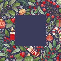 Winter Element With Floral Colorful Flat Border Background vector