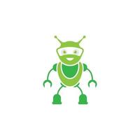 Ilustración de icono de vector de logotipo verde robot