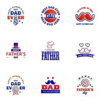 Happy Fathers Day greeting Card 9 Blue and red Calligraphy Vector illustration Editable Vector Design Elements