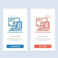 monitor de computadora celular móvil azul y rojo descargar y comprar ahora plantilla de tarjeta de widget web vector