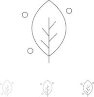 Ecology Leaf Nature Spring Bold and thin black line icon set vector