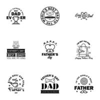 9 Black Happy Fathers Day Design Collection A set of twelve brown colored vintage style Fathers Day Designs on light background Editable Vector Design Elements