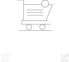 Cart Shopping Shipping Item Store Bold and thin black line icon set vector