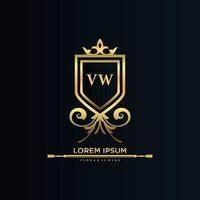 VW Letter Initial with Royal Template.elegant with crown logo vector, Creative Lettering Logo Vector Illustration.