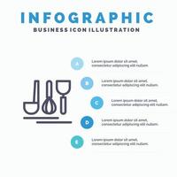 cubertería servicio de hotel viaje plantilla de infografía azul plantilla de icono de línea de vector de 5 pasos