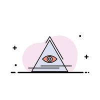 Eye Illuminati Pyramid Triangle  Business Flat Line Filled Icon Vector Banner Template