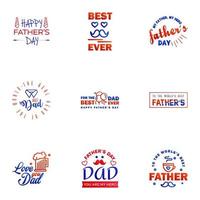 Love You Papa Card Design for Happy Fathers Day Typography Collection 9 Blue and red Design Editable Vector Design Elements