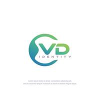 VD Initial letter circular line logo template vector with gradient color blend