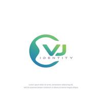 VJ Initial letter circular line logo template vector with gradient color blend