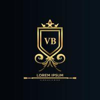 inicial de letra vb con plantilla real.elegante con vector de logotipo de corona, ilustración de vector de logotipo de letras creativas.