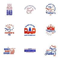 Happy Fathers Day Greeting Card 9 Blue and red Happy fathers day card vintage retro type font Editable Vector Design Elements