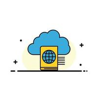 Cloud Reading Folder Upload  Business Flat Line Filled Icon Vector Banner Template