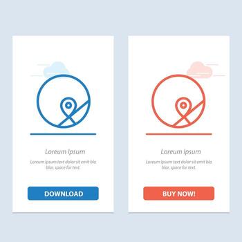 Basic Map Location Map  Blue and Red Download and Buy Now web Widget Card Template vector