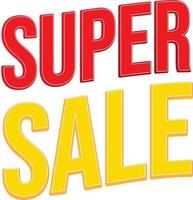 The text effect that says Super Sale is colored in gradients of red and yellow. Suitable for marketplace promo events, attractive prices, discounts, special prices, etc vector