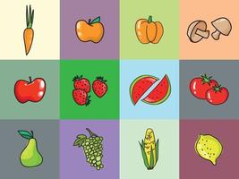 conjunto de imágenes prediseñadas de frutas ilustración vectorial vector
