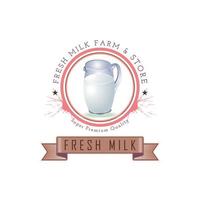 fresh milk farm and store dairy logo design template for brand or company and other vector