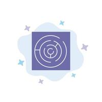 Circle Circle Maze Labyrinth Maze Blue Icon on Abstract Cloud Background vector