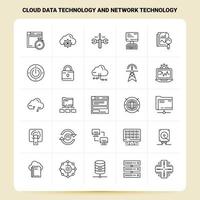 OutLine 25 Cloud Data Technology And Network Technology Icon set Vector Line Style Design Black Icons Set Linear pictogram pack Web and Mobile Business ideas design Vector Illustration