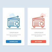 Radio FM Audio Media  Blue and Red Download and Buy Now web Widget Card Template vector