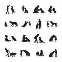 Kids dogs silhouettes, Children dogs silhouettes vector