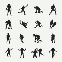 American football player silhouettes, Football player silhouettes. vector