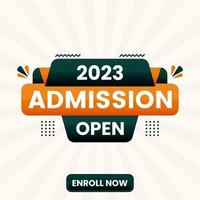 2023 admission open banner tag abstract shape for social media post template vector