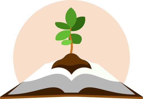 Tree growing on the book elements vector