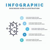 bacterias bioquímica biología química línea icono con 5 pasos presentación infografía fondo vector