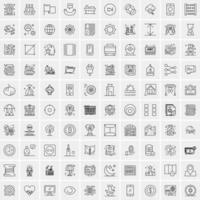 conjunto de 100 iconos de línea de negocios creativos vector