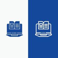 Laptop Computer Book Hardware Line and Glyph Solid icon Blue banner vector