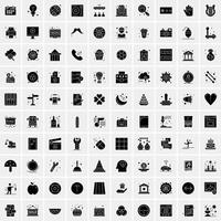 conjunto de 100 iconos de glifos sólidos de negocios vector