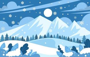 Flat Winter Nature Landscape Background vector