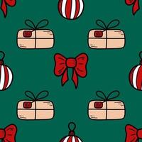 Doodle Christmas and new year vector seamless pattern