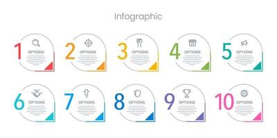 Set of numbers 1 to 10 pop-up infographics. Vector illustration.