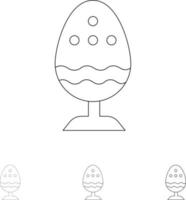 Boiled Boiled Egg Easter Egg Food Bold and thin black line icon set vector