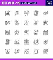 Coronavirus Awareness icon 25 line icons icon included eye care question virus online washing viral coronavirus 2019nov disease Vector Design Elements