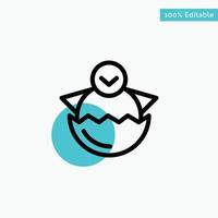 Egg Chicken Easter Baby Happy turquoise highlight circle point Vector icon